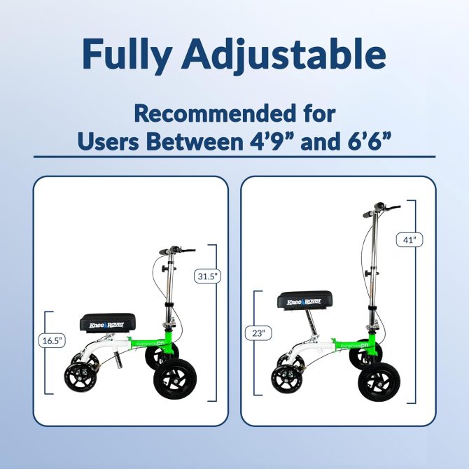 Hybrid – Most Compact All Terrain Knee Scooter for Adults for Foot Surgery Heavy Duty Knee Walker for Broken Ankle Foot Injuries Recovery Leg Scooter Best Knee Crutch Alternative (Green) - Image 5