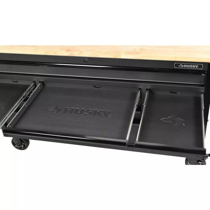 Heavy Duty 61 in. W x 23 in. D 15-Drawer Mobile Workbench with Solid Wood Top - Image 8