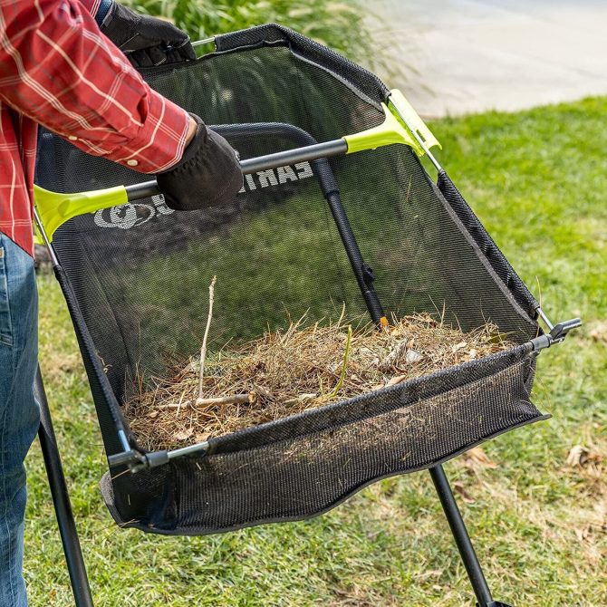 Best 21-Inch Large Push Lawn Grass Sweeper With 26 Gal Hopper Bag - Image 4