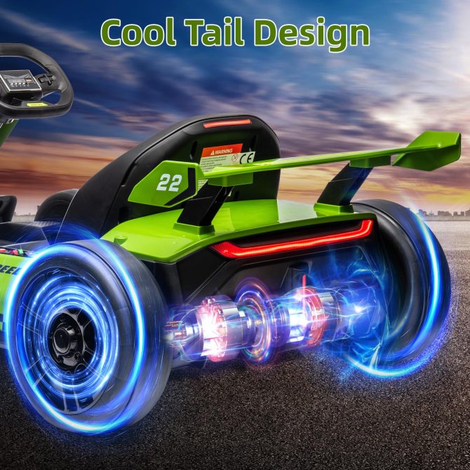 24V Electric Go Kart, with 300W Strong Motor, Drift/Sport Mode, Big Battery, Eva Tire,Length Adjustmen for Outdoor Racing Toy-Green - Image 15
