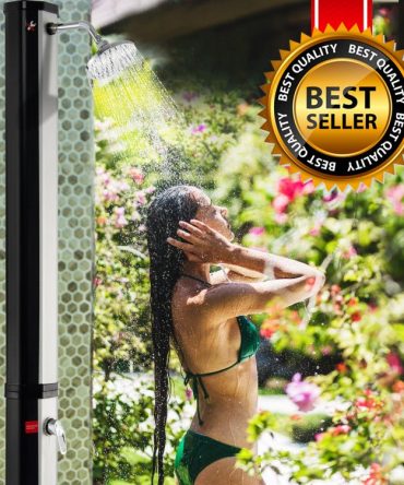 Best 7.2FT Outdoor Freestanding Solar-Heated Shower With Foot Shower
