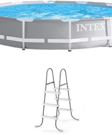 12 Foot Prism Frame Above Ground Swimming Pool w/ Pump Pool Ladder