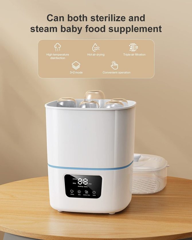 Luxury 3-In-1 Baby Bottle Steam Sterilizer And Dryer With LCD Screen - Image 9