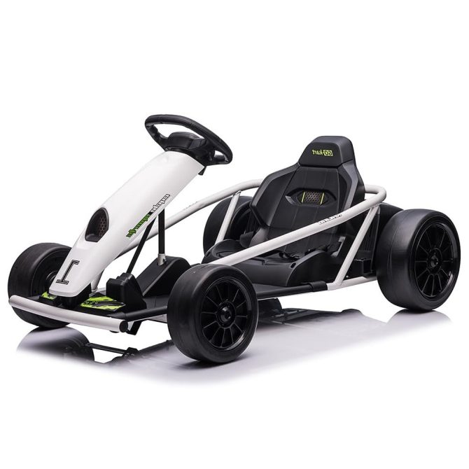 24V Go Kart for Kids 8-12, 300W*2 Motors, 9Ah Battery, 8MPH Speed, Music, Horn, 175lbs Max Load – White - Image 7