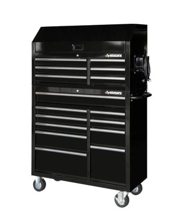 41 in. 16-Drawer Tool Chest and Cabinet Combo in Gloss Black