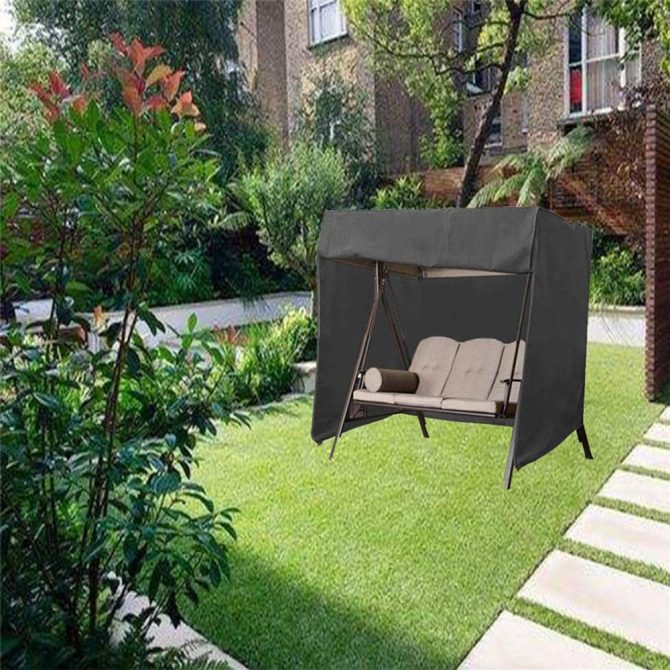 HYQW 3 Seater Swing Cover Hammock Cover Waterproof Windproof, 210D Oxford Fabric Outdoor Swing Seat Cover - Image 2