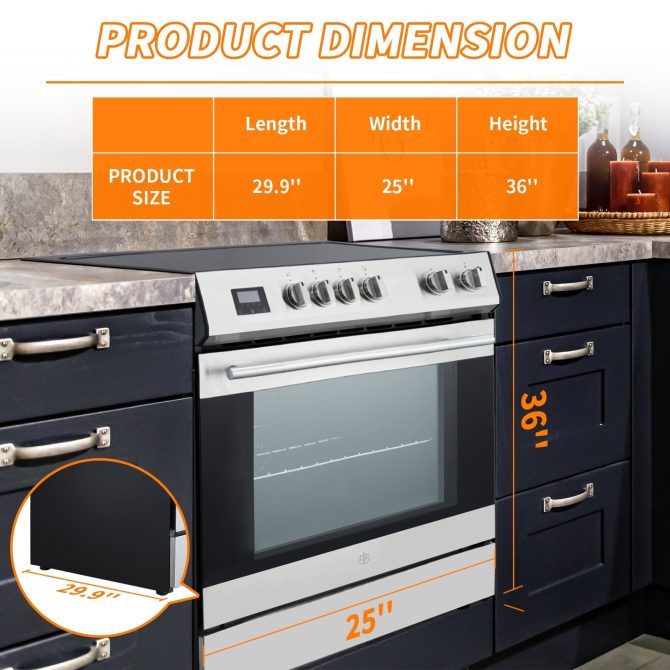 Front Control Electric Range Oven with 5 Cooktop Elements with 6 Cooking Power Options, Freestanding Oven, 5.0 cu. ft. Capacity Stainless Steel - Image 15