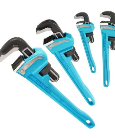 DURATECH 4-Piece Heavy Duty Pipe Wrench Set, Adjustable Plumbing Wrench, Malleable Cast Iron Handle, Exceed GGG Standard
