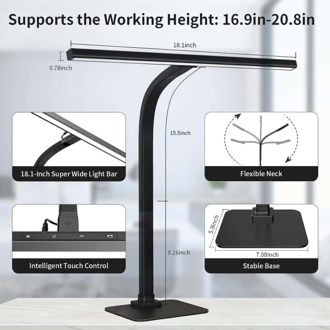 EppieBasic Led Desk Lamp, Architect Desk Lamps for Home Office Black - Image 12