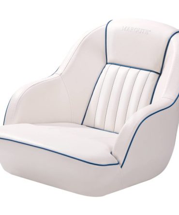 Pontoon Boat Seat, Captains Bucket Boat Seat, Back Folding Boat, Boat Cabin Seating – White & Blue