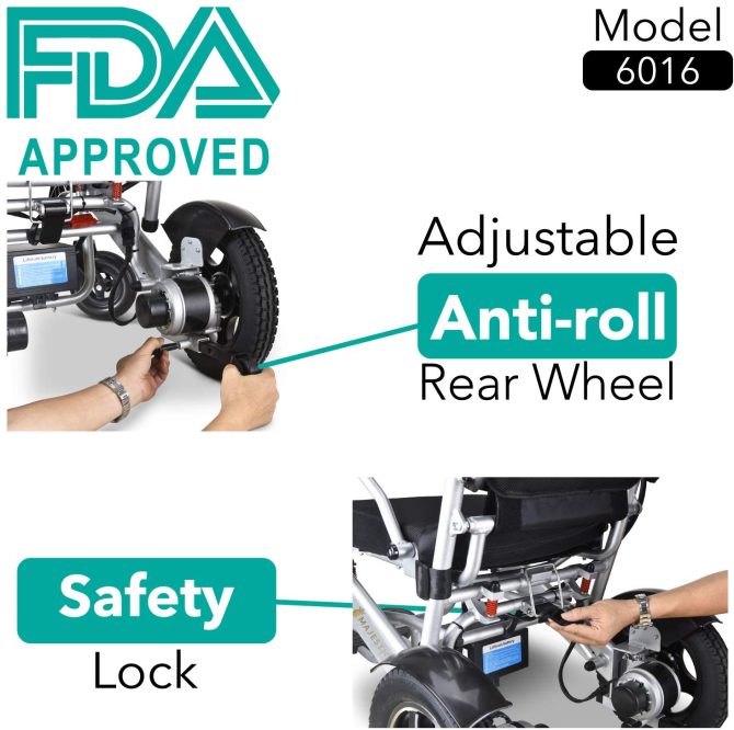 2020 Model Wide Seats Fold & Travel Lightweight Wheelchair Motor Motorized Wheelchairs Electric Silla De Ruedas Power Wheelchair Power Scooter Aviation Travel Safe Heavy Duty Mobility Aids Chair - Image 18