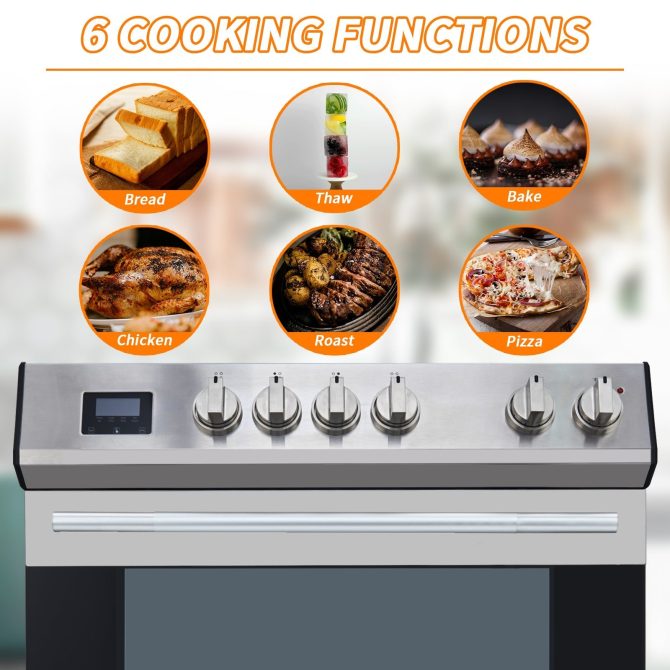 Front Control Electric Range Oven with 5 Cooktop Elements with 6 Cooking Power Options, Freestanding Oven, 5.0 cu. ft. Capacity Stainless Steel - Image 11