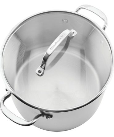 3-Ply Base Stainless Steel Stockpot with Lid, 8-Quart, Brushed Stainless Steel