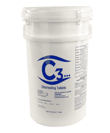 C3 1 Stabilized Trichloro Chlorine Tablets for Swimming Pools 50lbs