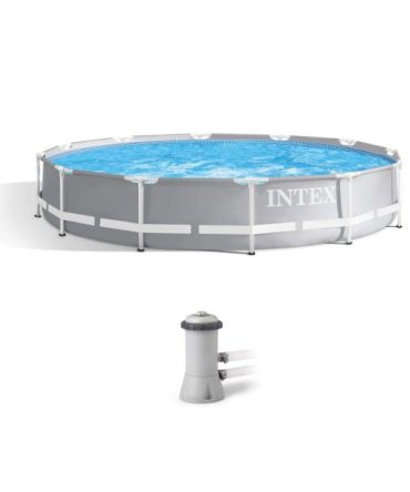 26711EH 12 Foot x 30 Inch Prism Frame Round Above Ground Outdoor Backyard Swimming Pool Set