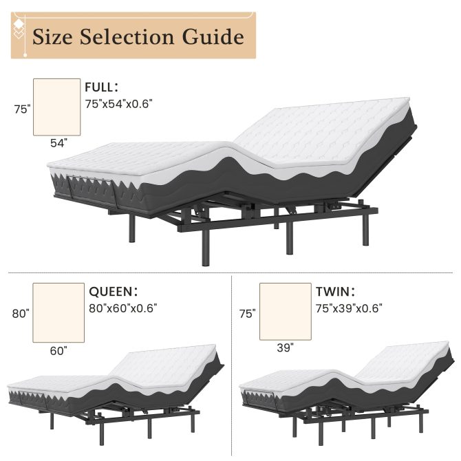 Adjustable Bed Frame -Wireless Remote -Memory Function -Adjustable Bed Base -Head and Foot Lift Incline -Zero Gravity -Quiet Motorfor Lying Down, Reading, Watching TV,Fatigue,Backache[FULL] - Image 14