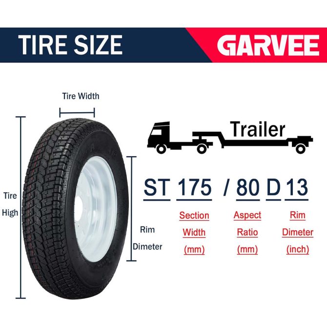Set of 2 Trailer Tires Rims 175-80 5 Lug 6PR White Spoke Wheel Load Range C - Image 7