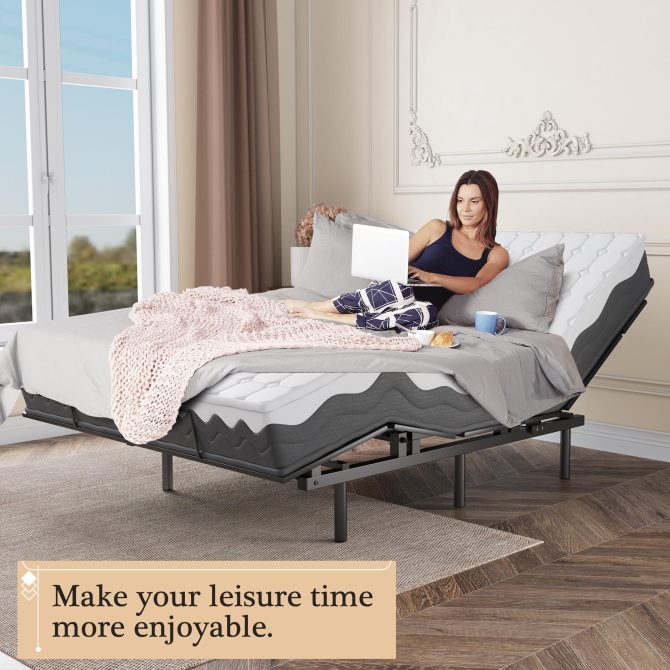 Adjustable Bed Frame -Wireless Remote -Memory Function -Adjustable Bed Base -Head and Foot Lift Incline -Zero Gravity -Quiet Motorfor Lying Down, Reading, Watching TV,Fatigue,Backache[FULL] - Image 13