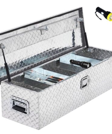 48 Inch Diamond Plate Truck Bed Tool Box with Shelf Silver