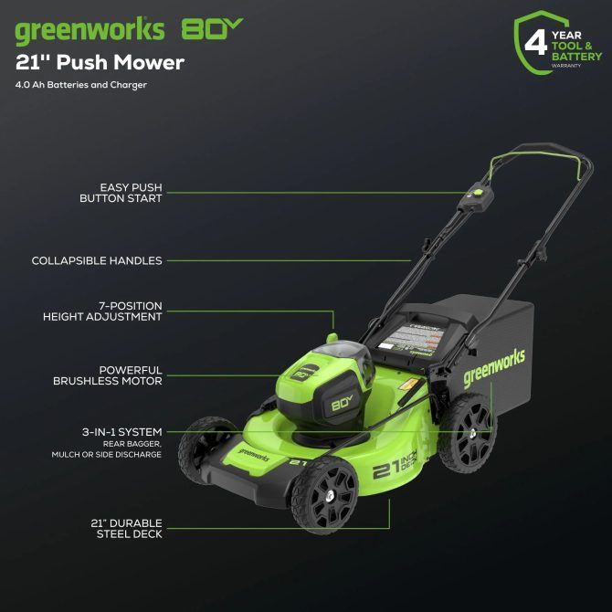 Greenworks 80V 21′′ Brushless Cordless Lawn Mower - Image 15