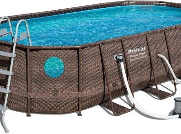 18′ x 9 ‘x 48’ above ground swimming pool Set with metal frame home swimming pool sand filter pump, skimmer and vacuum