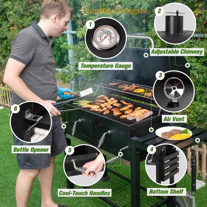 Captiva Designs Extra Large Charcoal BBQ Grill with Oversize Cooking Area(794 sq.in.) - Image 14